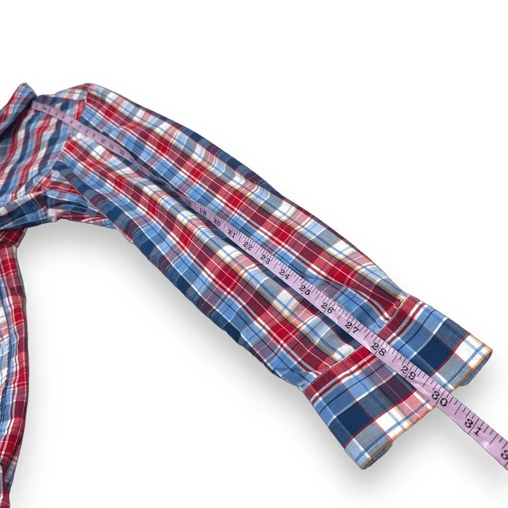 Banana Republic Shirt Mens Small S Blue Plaid Slim Fit Long Sleeve Button‎ Down